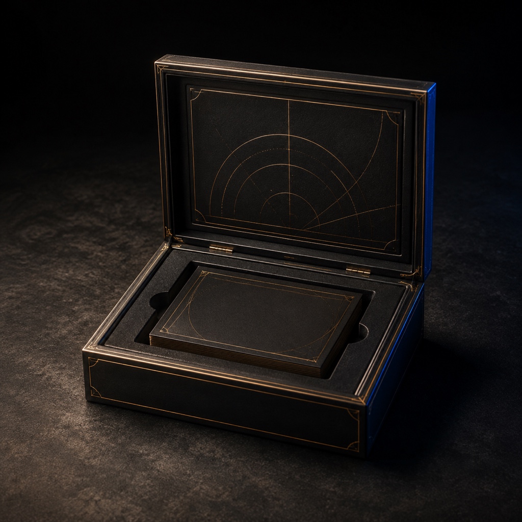 Open premium hinged trading card presentation box